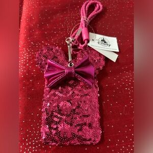 COPY - Brand New Loungefly Disney IMAGINATION Pink Sequin Card Holder Lanyard